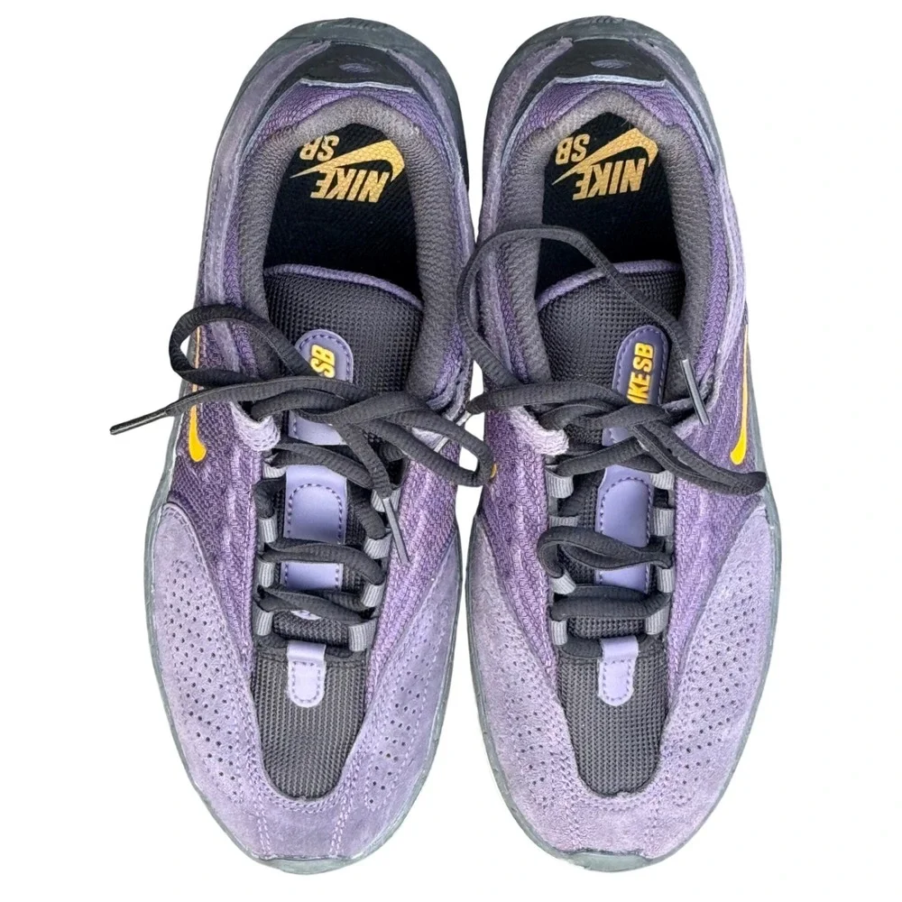 Nike SB Ishod Wair Purple Black Yellow Suede Skate Shoes Low Top Sneakers EUC